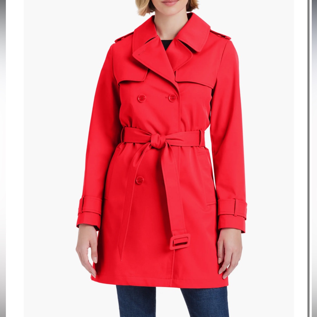 Kate Spade Red Trench Coat With Belted Waist